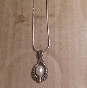 925 Silver Necklace With 14kt/925 Pendant  18"